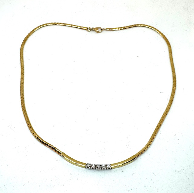 14 krt bicolor gouden diamonde choker 
