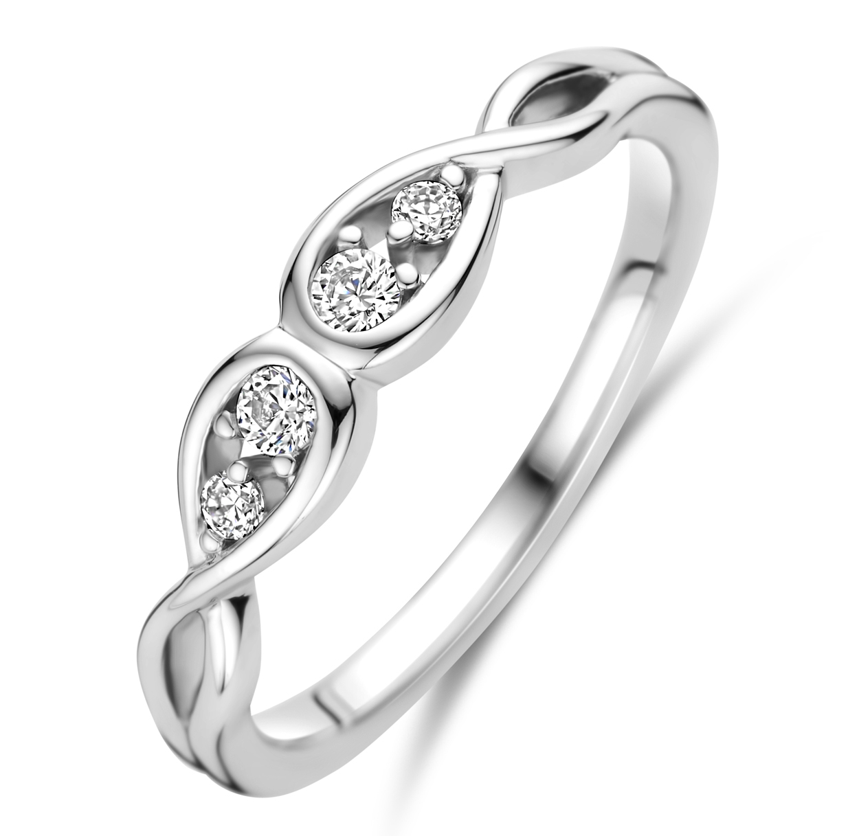 Ring met zirkonias in maat 18,5 (58)