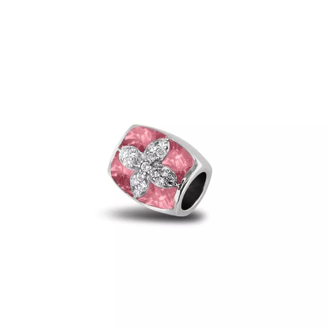 See You Gedenksieraden - Zilveren Charm, Bloem met zirconia, past ook op een Pandora armband - 802S