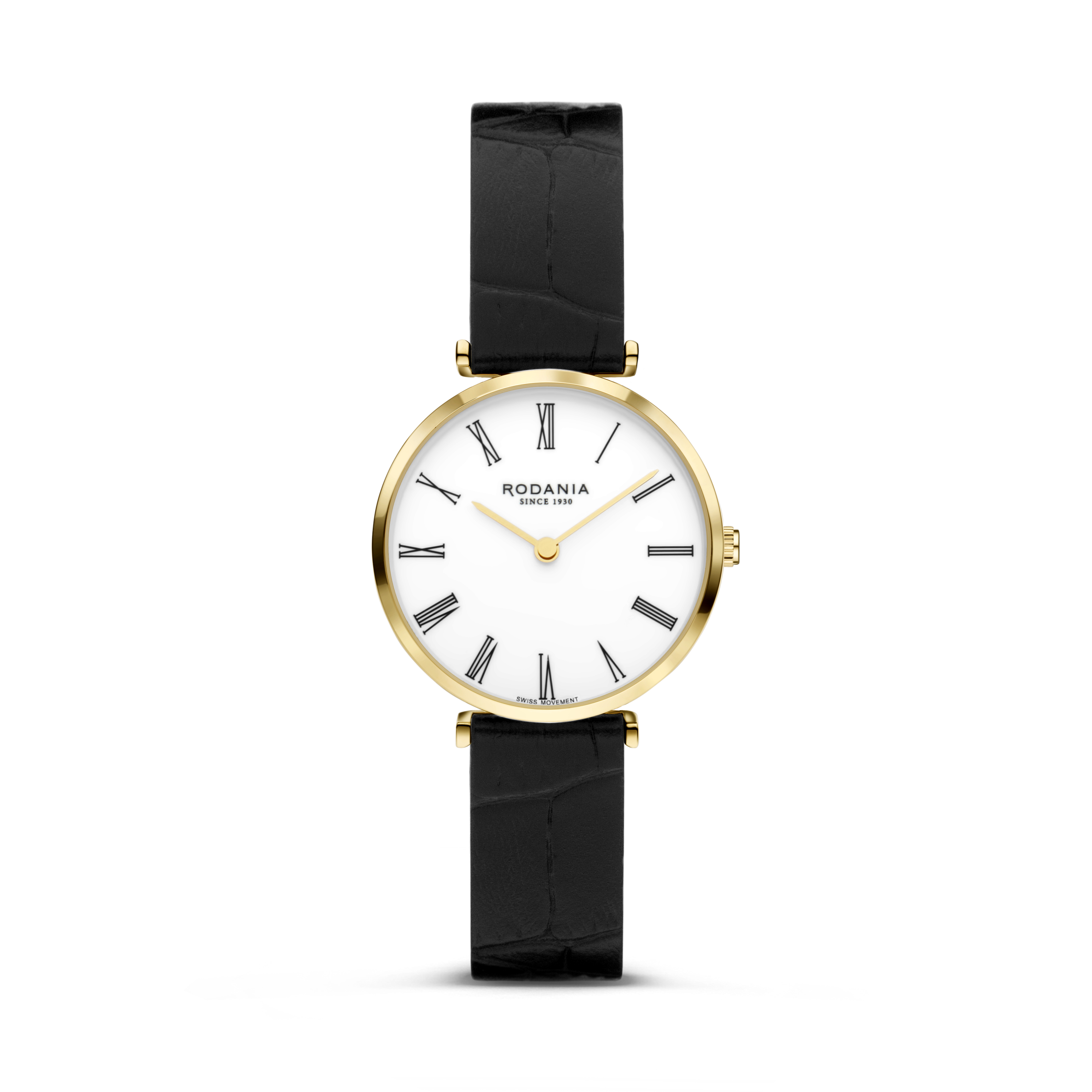 Lugano classic-geelkleurige kast-zwart leder band-5atm