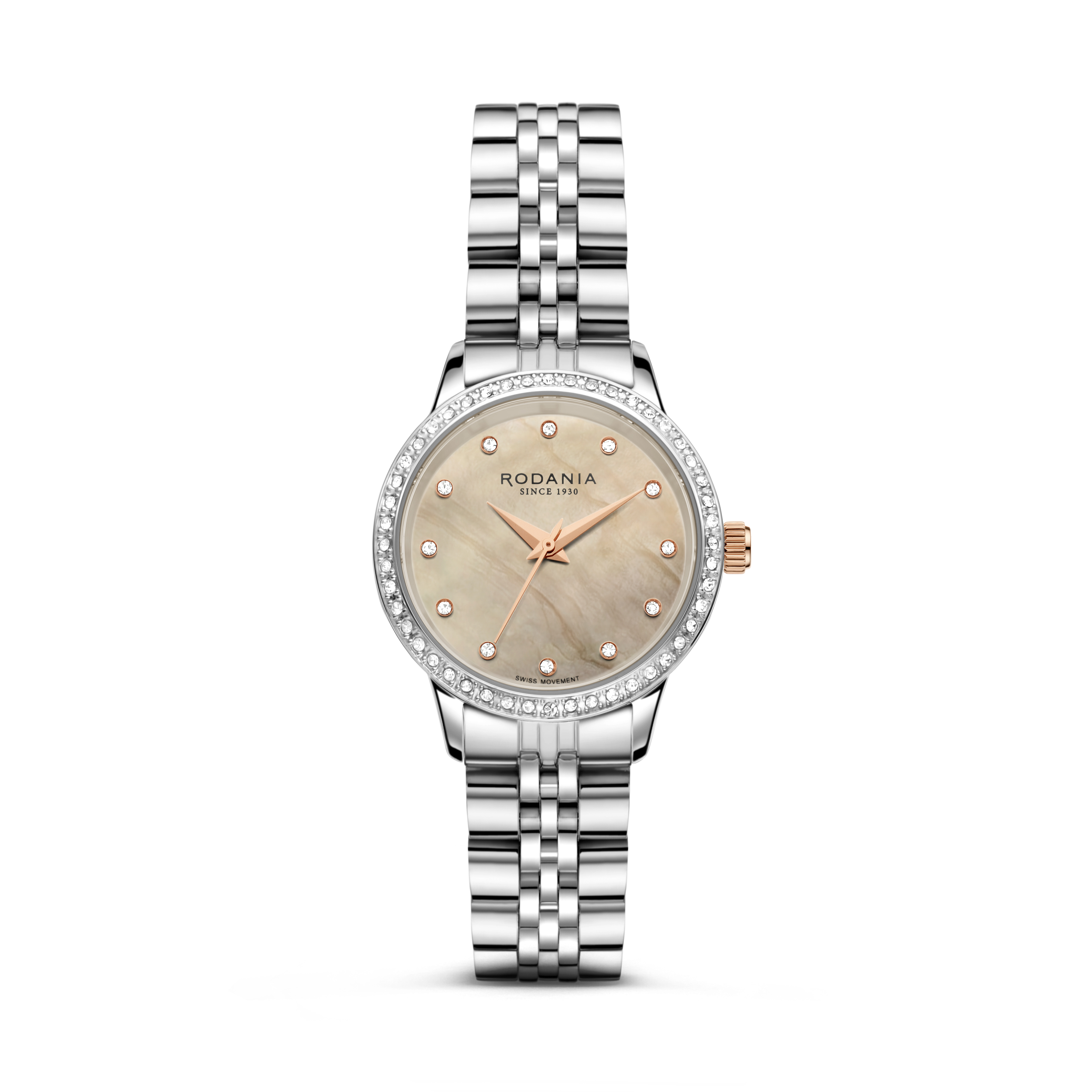 Montreux-stalen kast en band-parelmoer wijzerplaat- 5atm