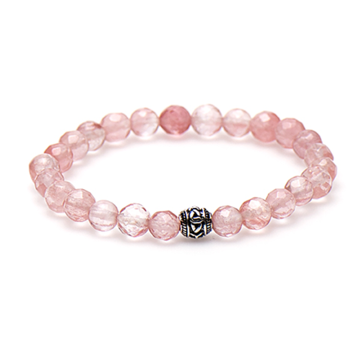 Silver Logo Bead Strawberry Quartz