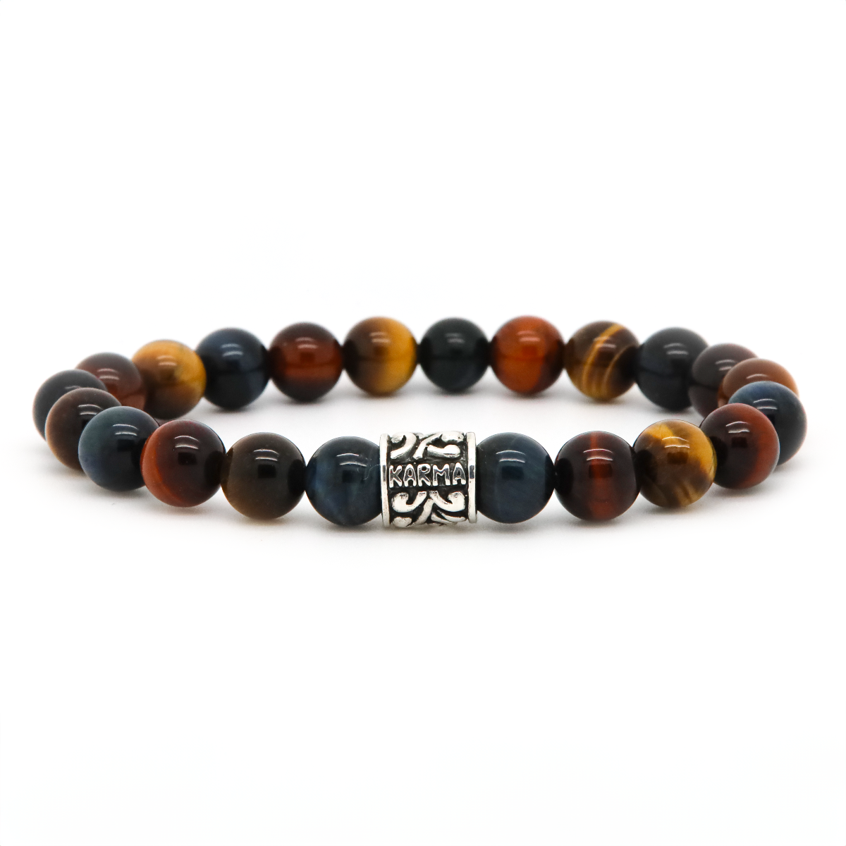 Tiger in the Eye silver logo bead