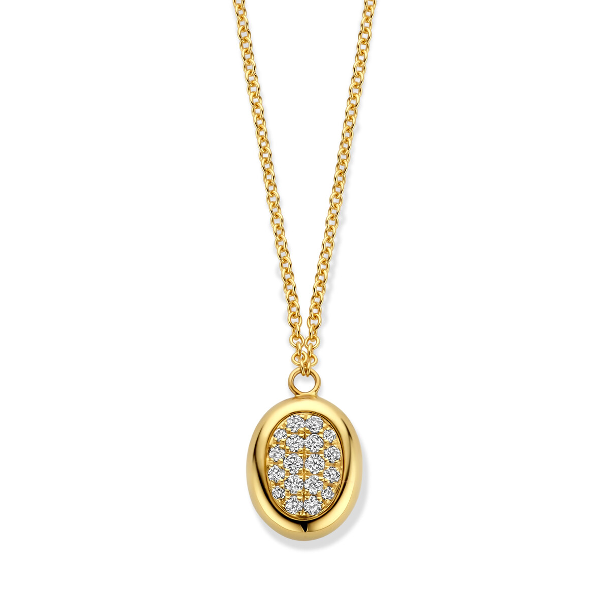 Gouden ketting met hanger en diamant
0.124 ct