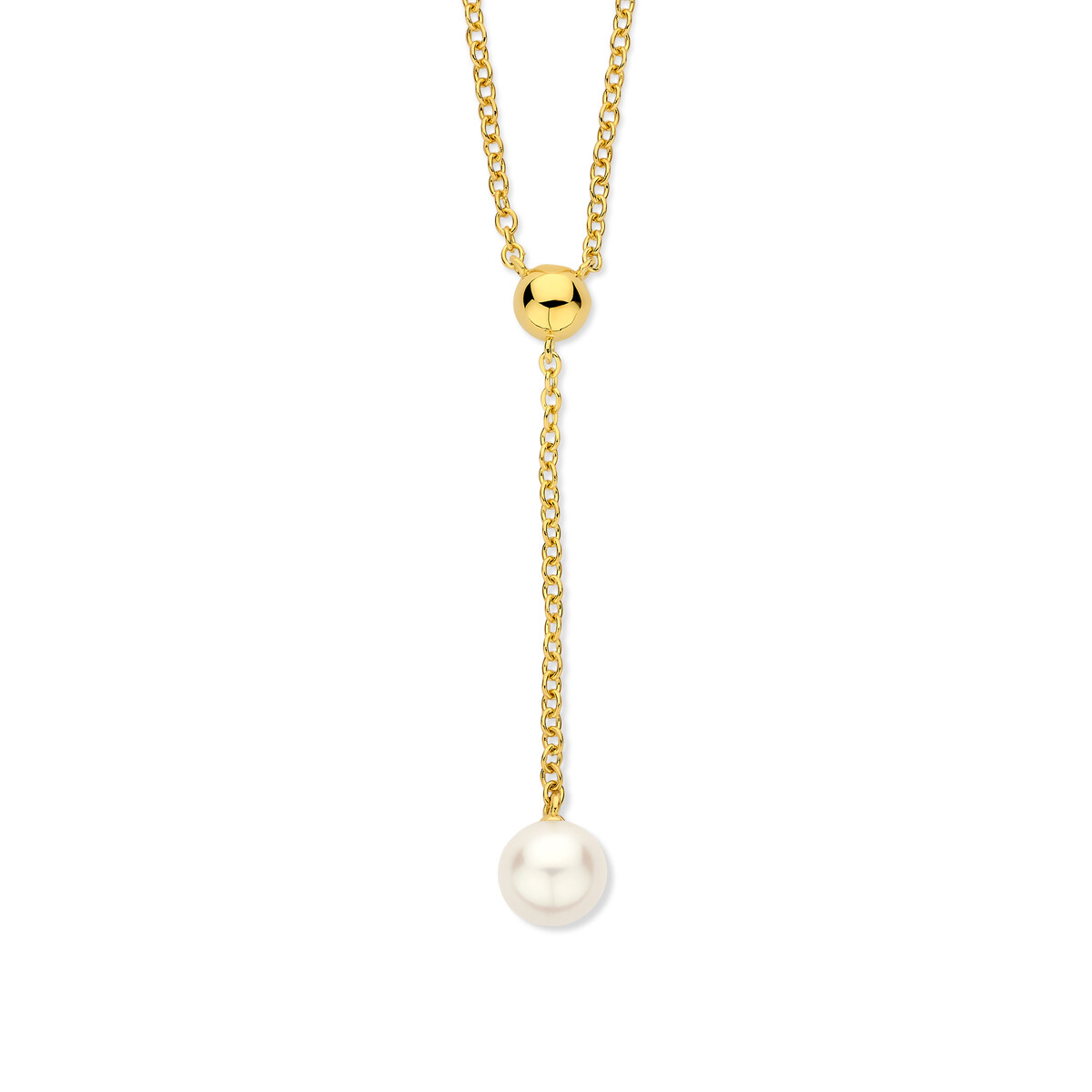 Zilveren vergulde ketting met hanger en parel
42 - 45 cm