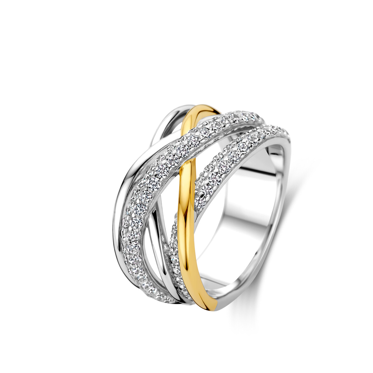 Zilveren bicolor ring met zirkoon
maat 58