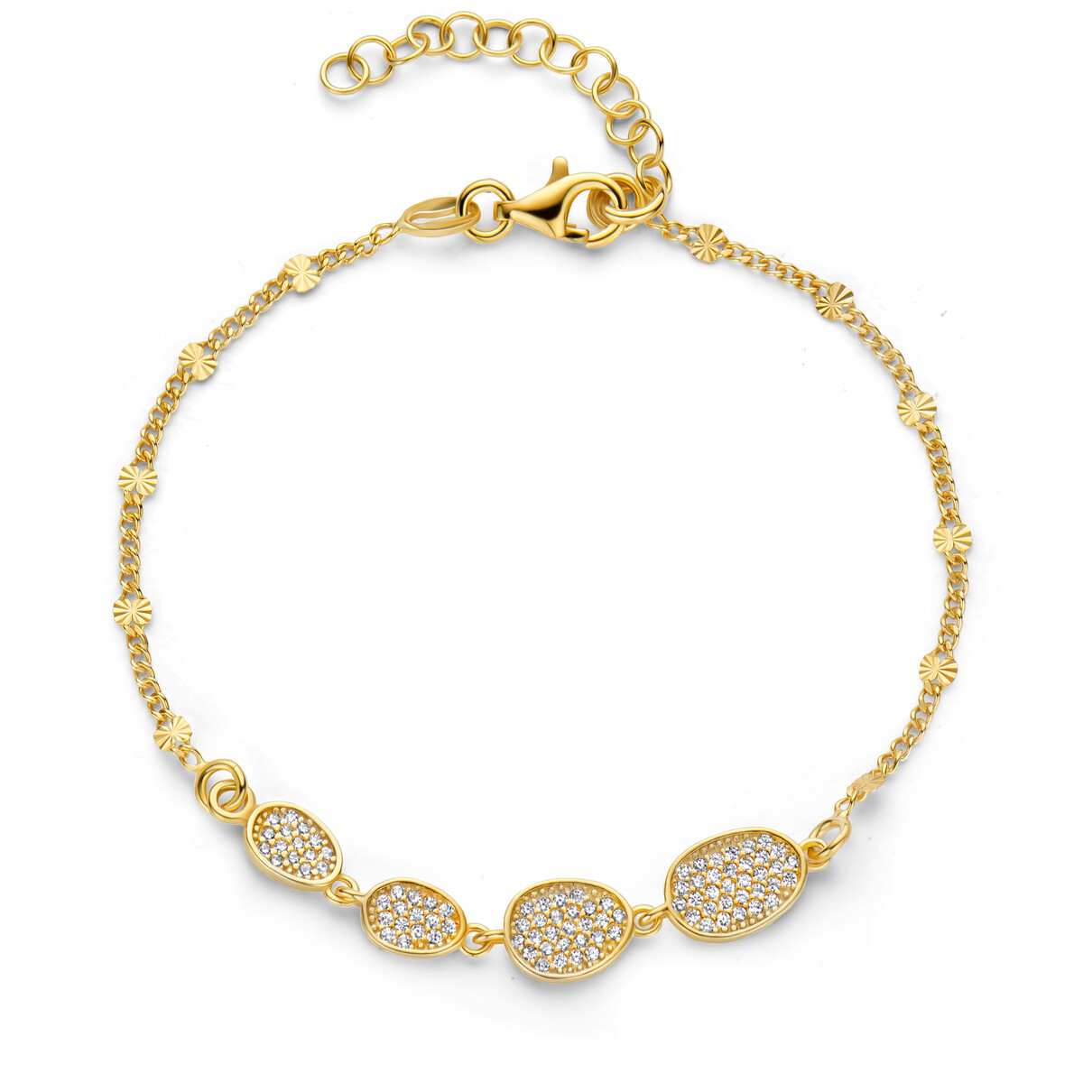 Zilveren vergulde armband met zirkoon
17 + 3 cm