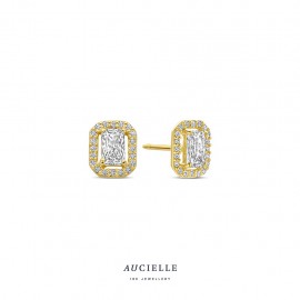 Gouden 18 kt oorstekers met zirconium