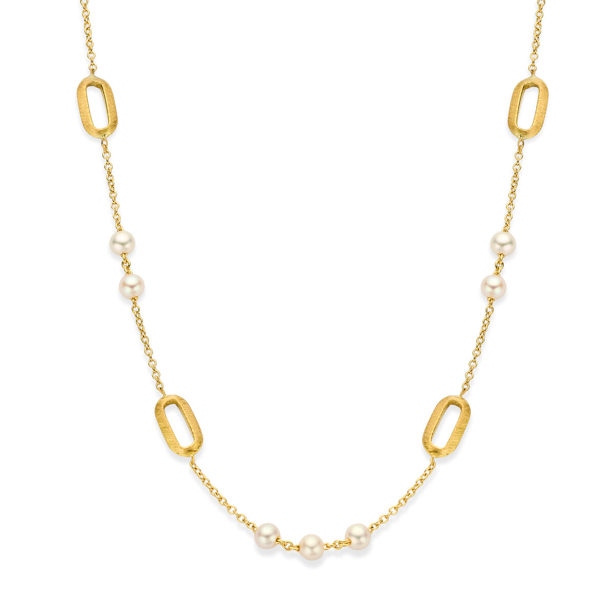 Deze prachtige halsketting is gemaakt van geel goud  met zoetwaterparels. Het is een tijdloos stuk dat je kunt dragen voor elke gelegenheid, van dagelijkse outfits tot formele evenementen. De ketting voegt een vleugje elegantie toe aan elke look en is perfect om alleen te dragen of te combineren met andere sieraden voor een gelaagde stijl. Een must-have voor elke sieradencollectie!