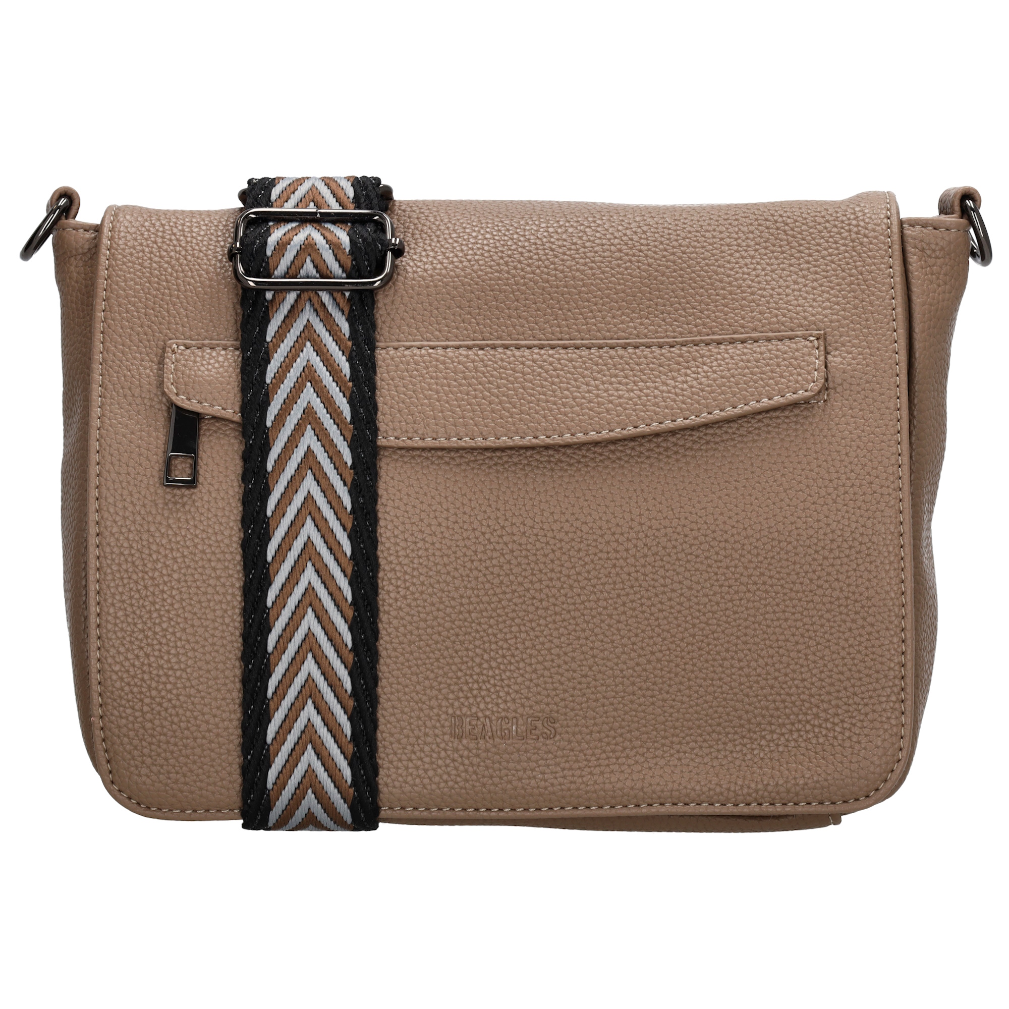 Deze BAGS: Beagles Las Palmas Schoudertas - 016 Taupe is voorzien van een ruim hoofdcompartiment, een verstelbare schouderband en diverse handige vakken. De tas is gemaakt van hoogwaardig kunstleer en heeft een stijlvolle taupe kleur die bij elke outfit past. Draag de tas over je schouder of crossbody voor een trendy look. De ideale tas voor dagelijks gebruik!