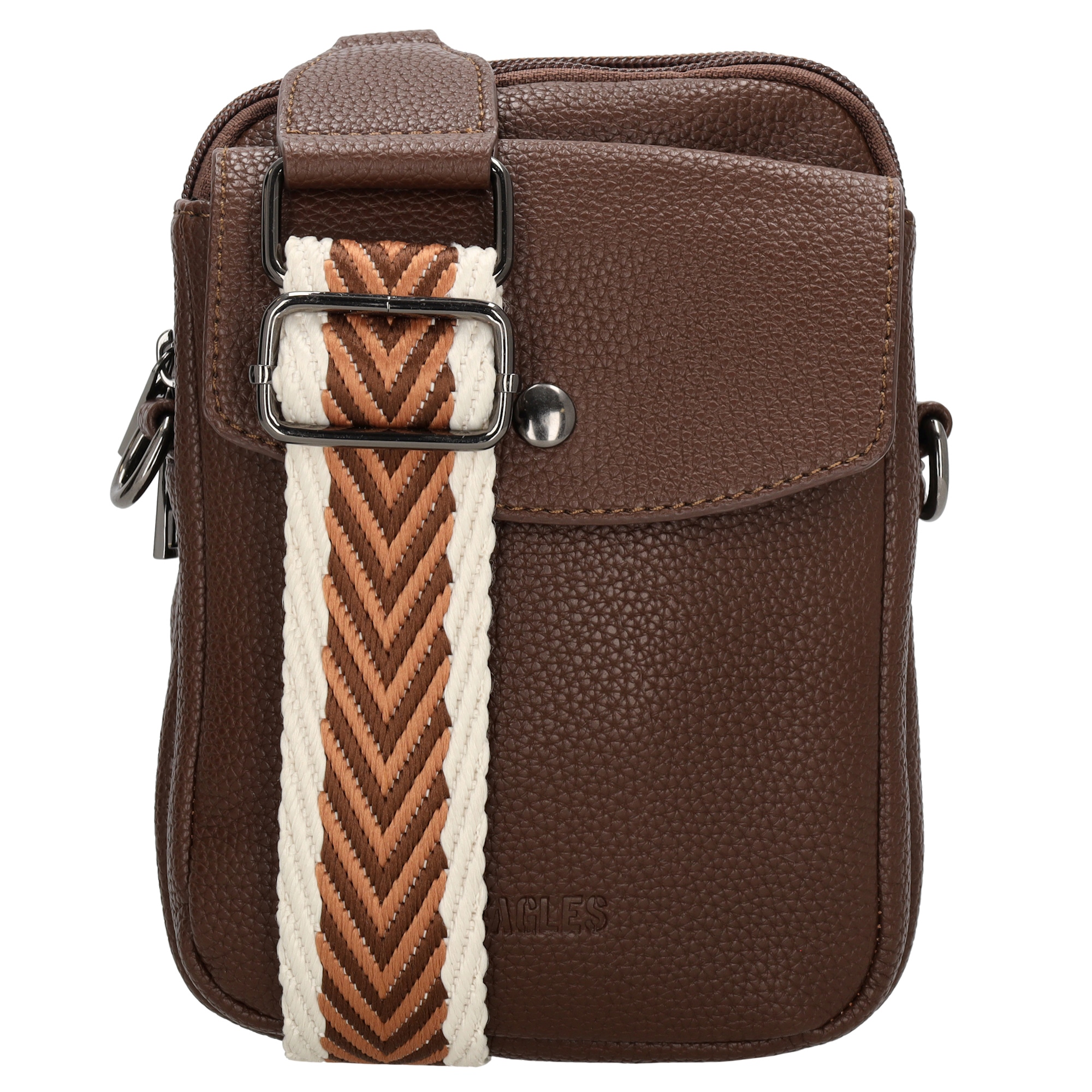 Deze Beagles Las Palmas schoudertas is gemaakt van hoogwaardig, donkerbruin PU-leer en heeft een klassiek design met goudkleurige accenten. De tas heeft een ruim hoofdvak en diverse handige vakjes om al je spullen georganiseerd op te bergen. Draag de tas comfortabel over je schouder met de verstelbare schouderband. Een stijlvolle toevoeging aan elke outfit!

De beste manier om deze tas te dragen is over je schouder met de verstelbare schouderband. De tas biedt voldoende ruimte om al je essentials georganiseerd op te bergen en is een perfecte aanvulling op elke outfit. Met zijn klassieke design en gouden accenten, is deze Beagles Las Palmas schoudertas een stijlvolle en praktische accessoire voor elke gelegenheid.