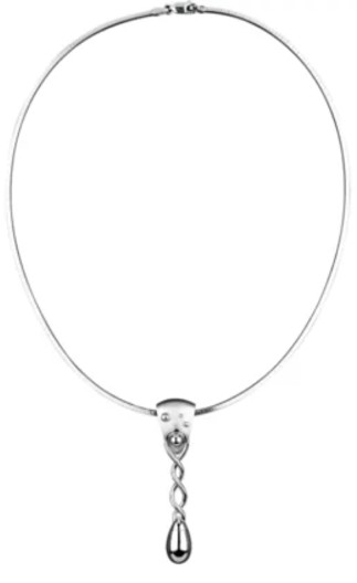 925 zilveren fantasie collier, hanger aan een 42 cm lang blok omega collier.