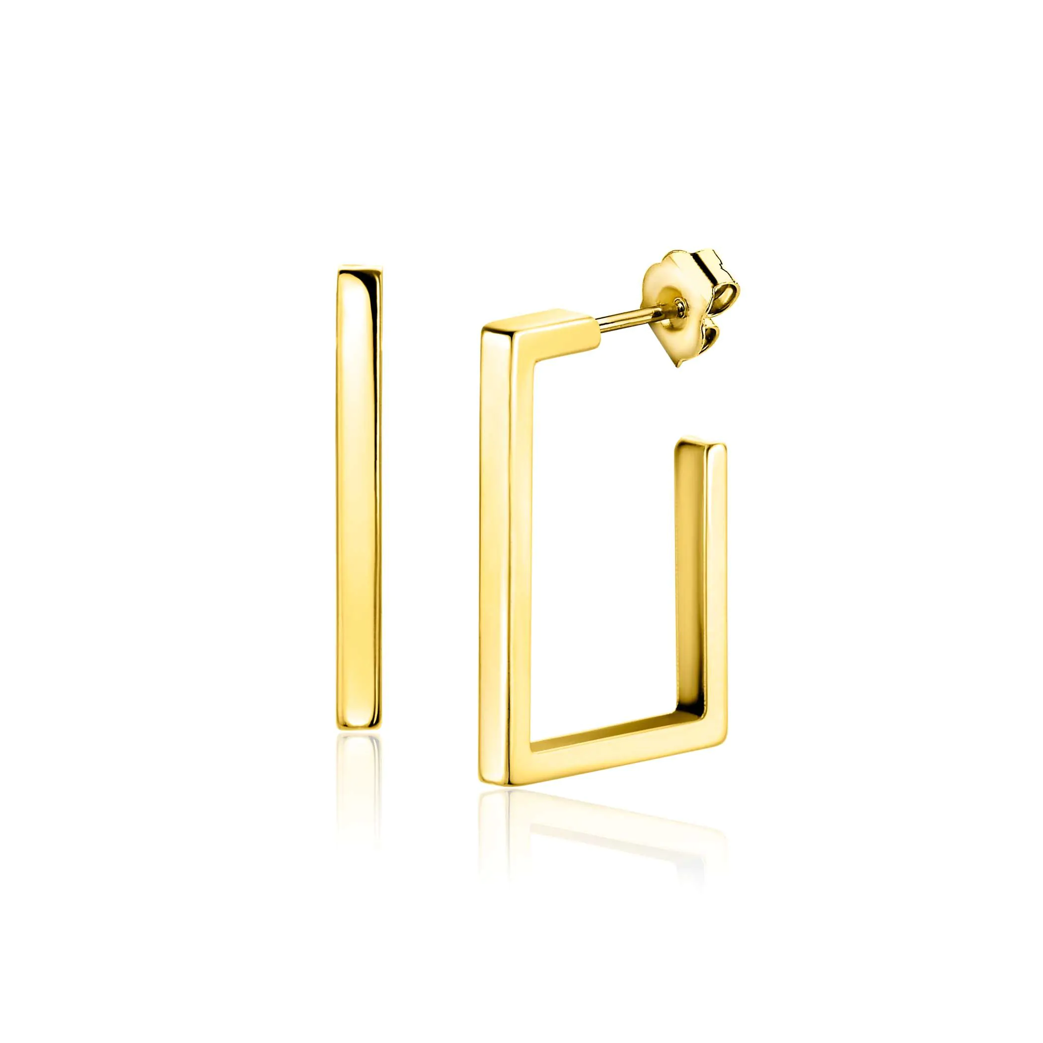 ZINZI Gold 14 karaat gouden oorstekers met grote strakke vierkantsvorm van 23mm. Deze oorsieraden vallen prachtig op het oor. Grootte 23 x 2,4mm. Vervaardigd van geheel 14 karaat goud (585).