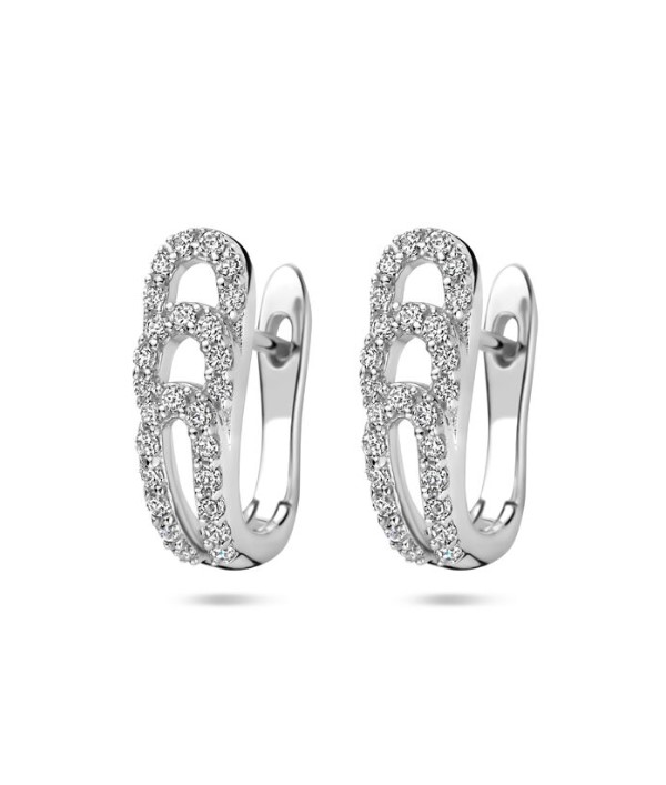 Gerhodineerd 925 zilveren klapoorringen met een hoogte van 14mm. De oorringen zijn uitgevoerd met zirkonia.