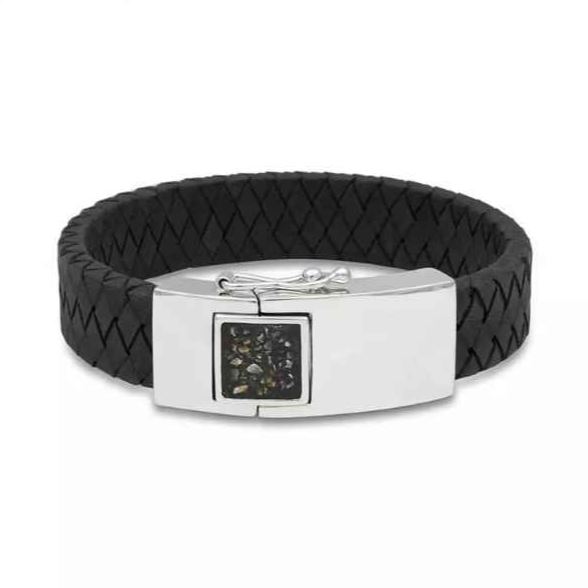 BRACELETSILVER LEATHER STRAP 17MM MT 21