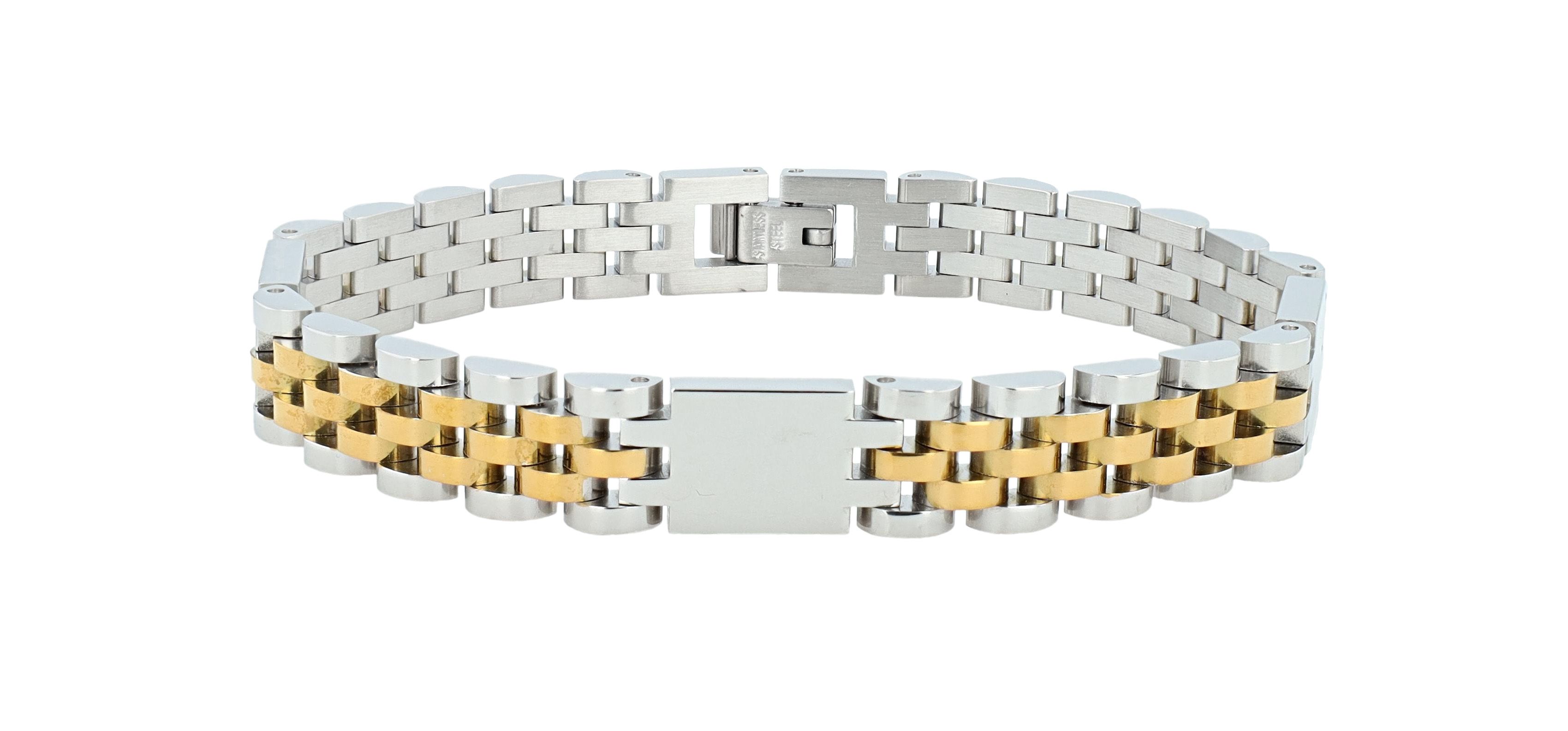 Heren armband Bicolor RVS 21 cm 10 mm breed