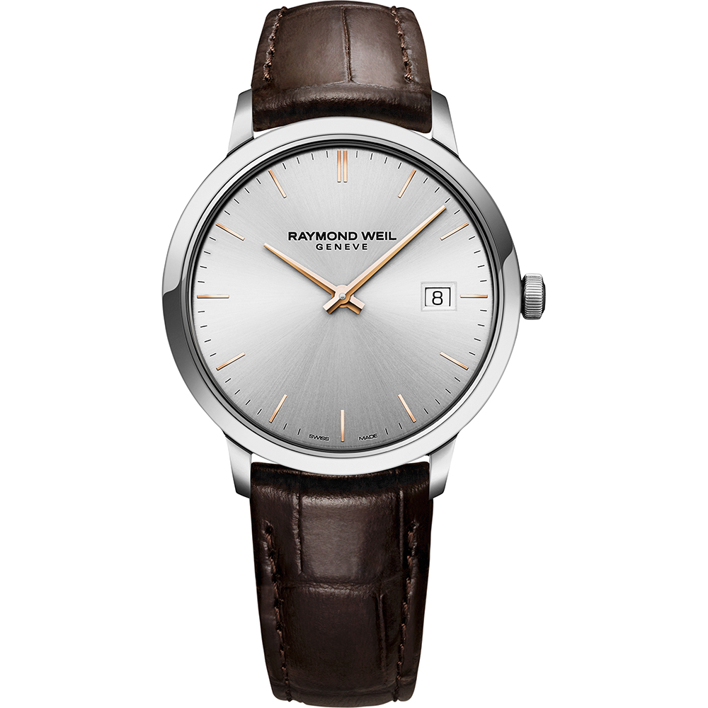 Dit Raymond Weil horloge heeft een kast gemaakt van Roestvrijstaal met een diameter van 39 mm en is voorzien van een leren band. In de kast bevindt zich een ETA kwaliteitsuurwerk en is afgewerkt met Saffierglas.