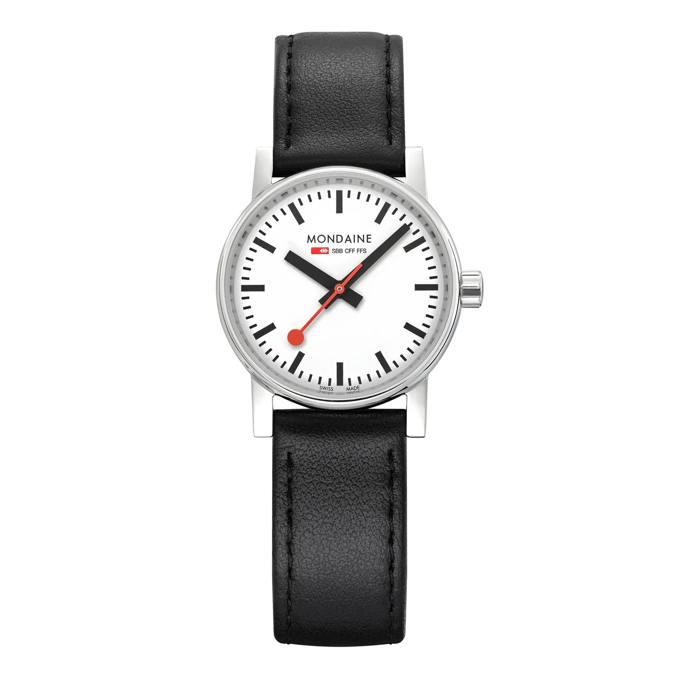 Mondaine - Staal dames met saffierglas en zwarte vegan lederband - MSE.30110.LBV