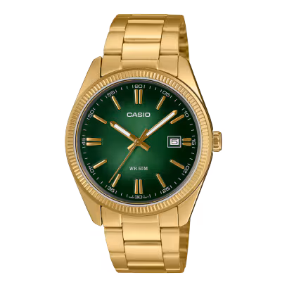 De Casio MTP-1302PGC-3AVEF heeft een analoge wijzerplaat met datumaanduiding en is waterbestendig tot 50 meter diep. Het horloge heeft een gouden roestvrijstalen band en kast, wat zorgt voor een luxueuze uitstraling. Draag dit horloge bij zowel formele als informele gelegenheden voor een stijlvolle look. Voeg dit tijdloze accessoire toe aan je collectie en maak elke outfit compleet.
