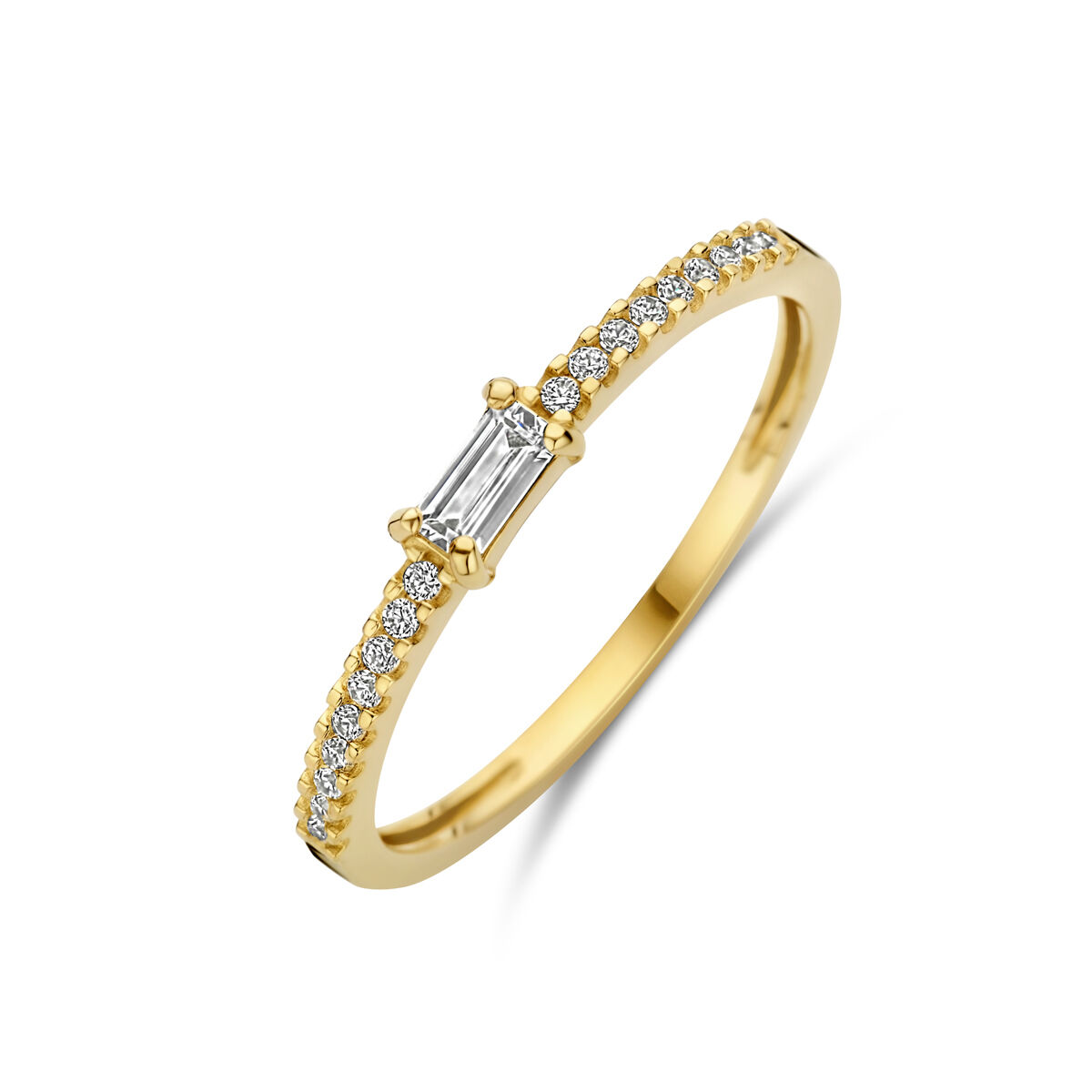 14k gouden ring met diamant/blauwe saffier