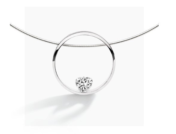 Zilveren omega collier met een Zirkonia hart van Swarovski Cristal.