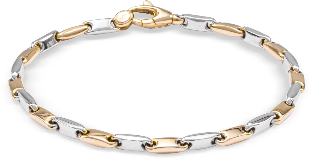 gouden Monzario armband, blokjes bicolor 3,5mm 21cm
