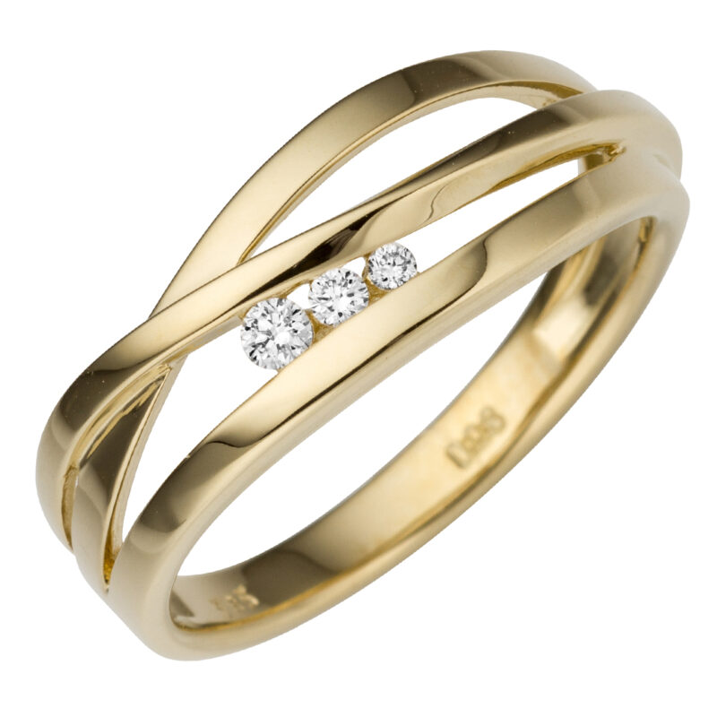 Huiscollectie - 14kt geelgouden fantasie ring bezet met briljant geslepen diamant - GB0788