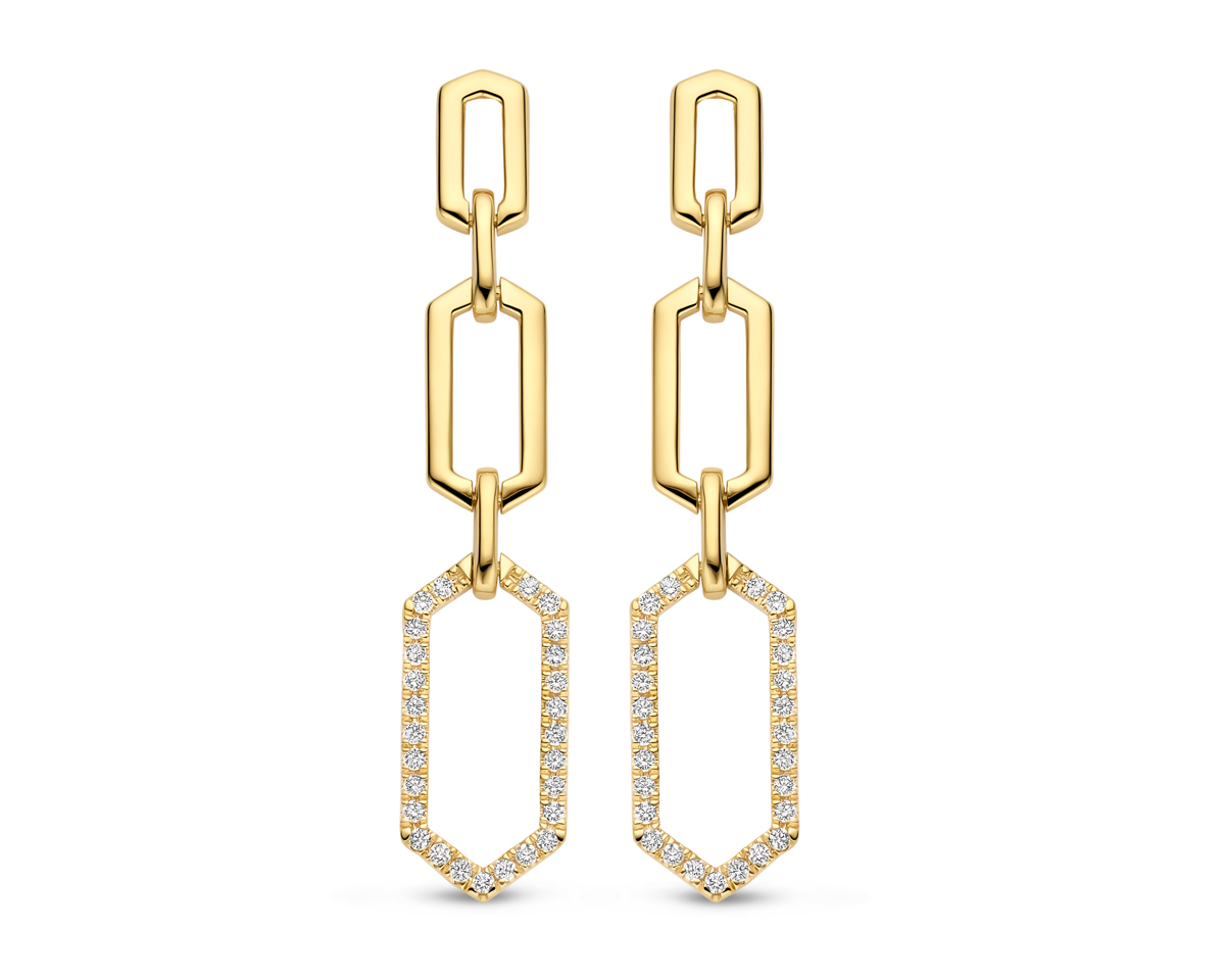 Oorringen in geel goud 18 k met 0.38 ct diamant 