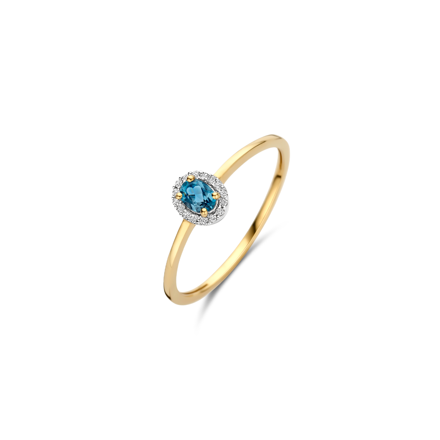 gouden Blush ring, ovaal topaas+0.05ct mt54