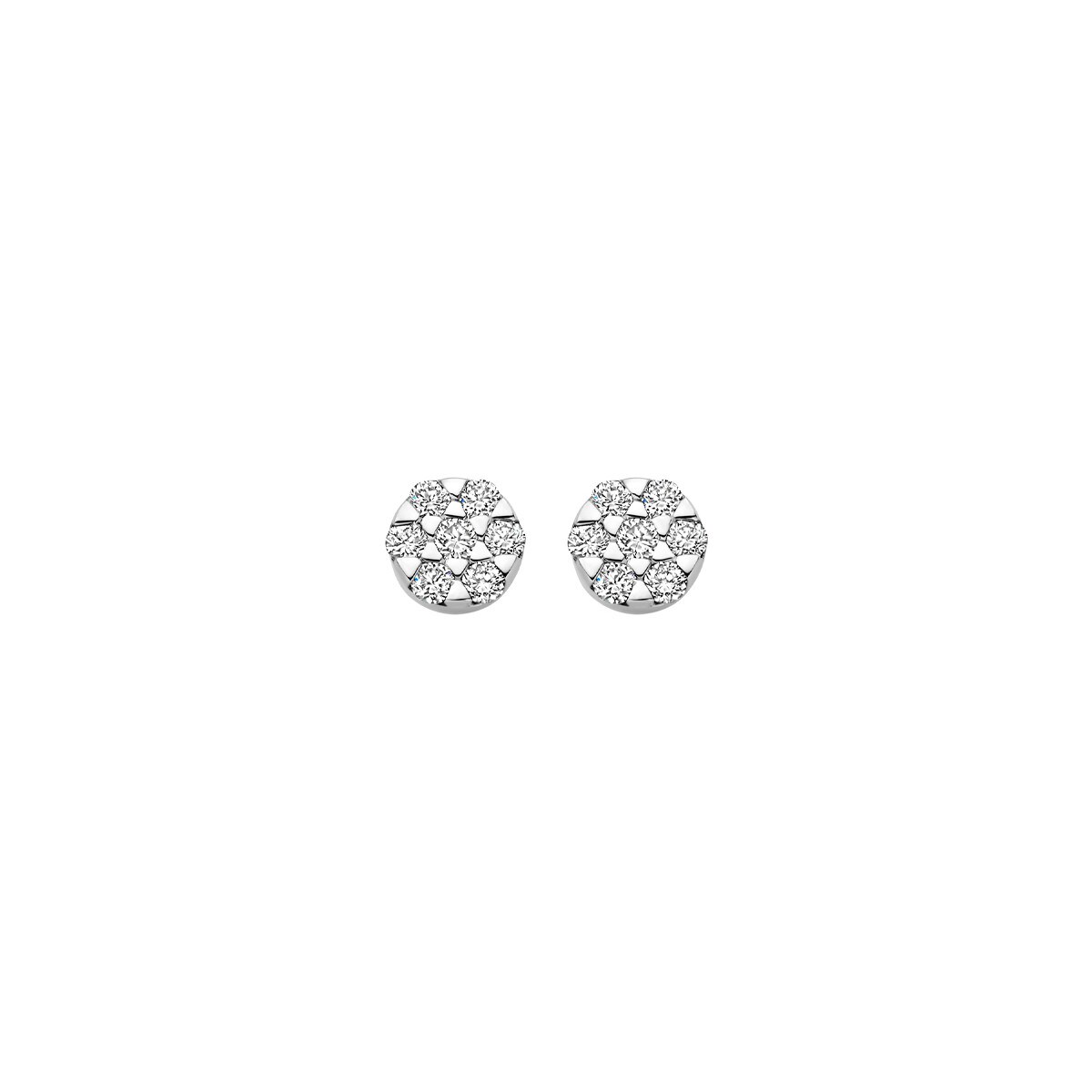 Blush Diamonds geel gouden oorstekers, rozet met diamant 0.17crt