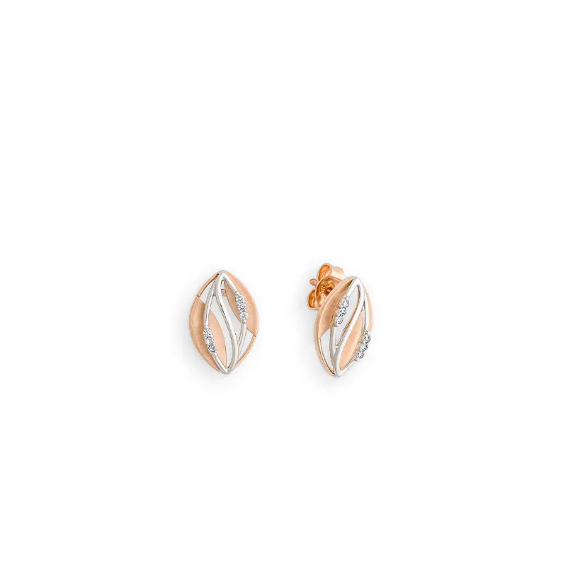 bicolor oorstekers met diamant 0,07