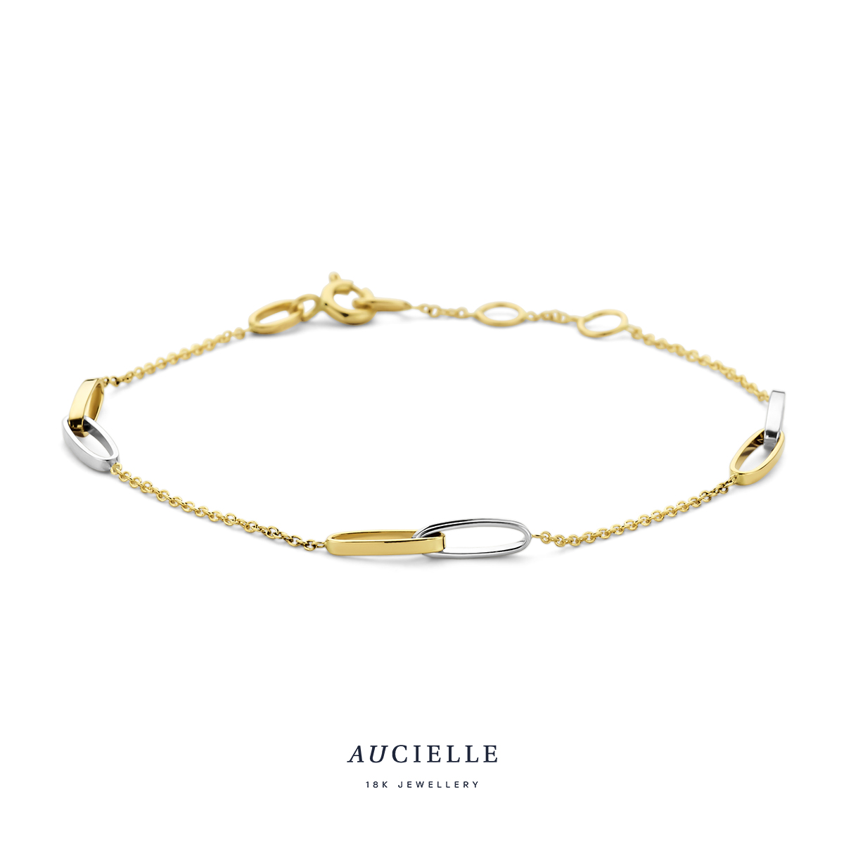 Gouden bicolor armband
16 + 1 + 1 cm