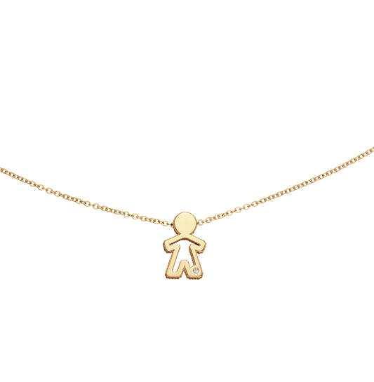 Gouden hanger jongen inclusief collier 45 cm met zirkonia