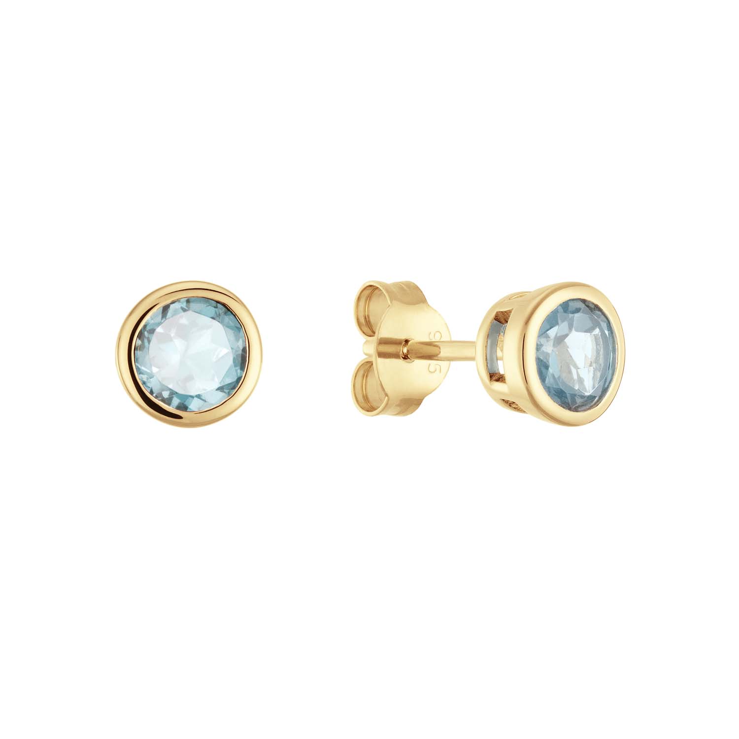 Zilver vergulde oorstekers met een blauwtopaas