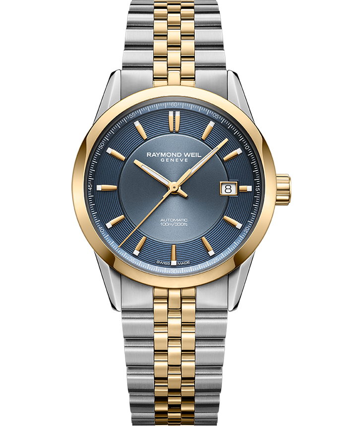 Dit is een horloge van het merk Raymond Weil gemaakt voor heren.
De specificaties zijn als volgt:
- Kastmaat: 38 mm
- Waterdichtheid: 10 ATM / 100 Meter / 330 Feet
- Uurwerk: Mechanisch met automatische opwinding door bewegingen Pols
- Glas: Saffier met ontspiegeling behandeling