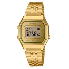 Charmant klassiek met een opvallend goud en groen kleurenschema.

De immer populaire LA680 heeft groene accenten tegen een gouden basis - een tijdloos, maar eigentijds unisex ontwerp. De metalen armband met meerdere rijen heeft een matte afwerking en is gecombineerd met een gedampt horlogeglas voor een prachtige gloed.

Niet alleen cool, maar ook praktisch. Geniet van handige functies zoals LED-achtergrondverlichting, stopwatch, alarm en meer.