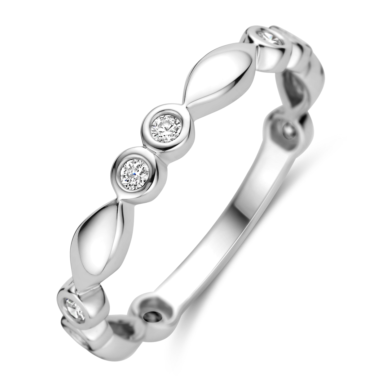 629.740.60. Rosa di Luca zilveren damesring zirkonia/glad. 