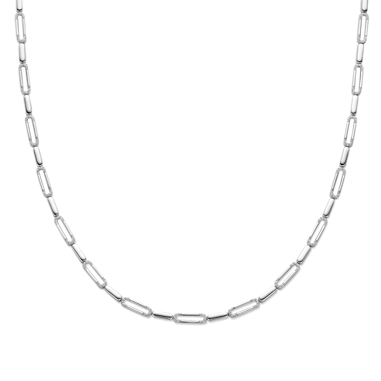 Zilver collier zirkonia 