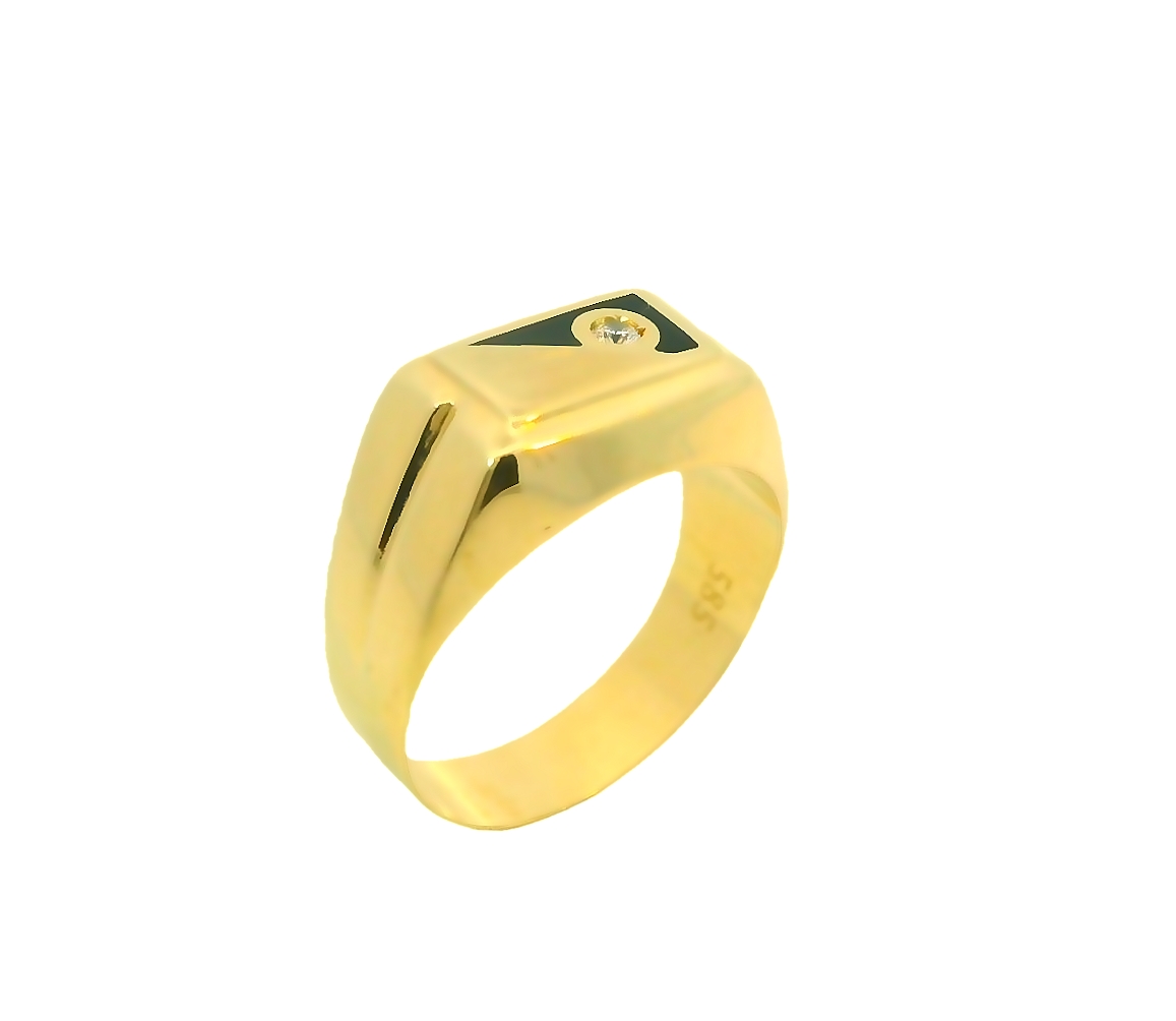 Deze elegante geelgouden herenring is gemaakt van 14 karaat goud en heeft een prachtige combinatie van onyx en zirkonia. De ring heeft een tijdloos ontwerp dat perfect is voor zowel formele als informele gelegenheden. Draag deze ring als een stijlvolle accessoire om je look compleet te maken. De zwarte onyx en glinsterende zirkonia voegen een vleugje klasse toe aan elke outfit.
De ring is verkrijgbaar in meerdere afmetingen.