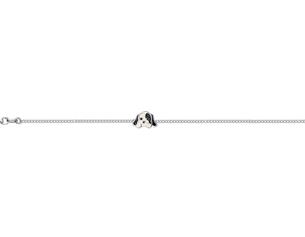 Bellini zilver armband em hondje zw/wit
