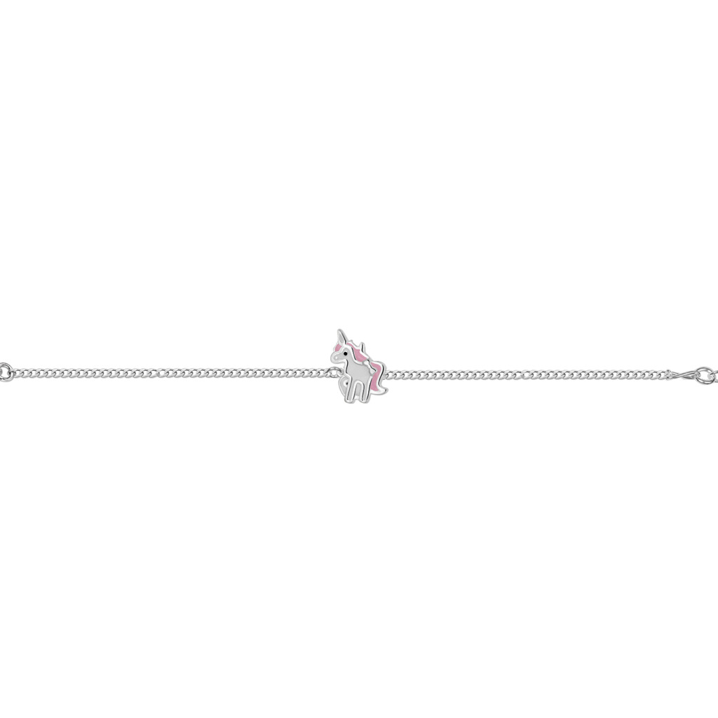 Bellini zilver armband em eenhoorn wit/rose