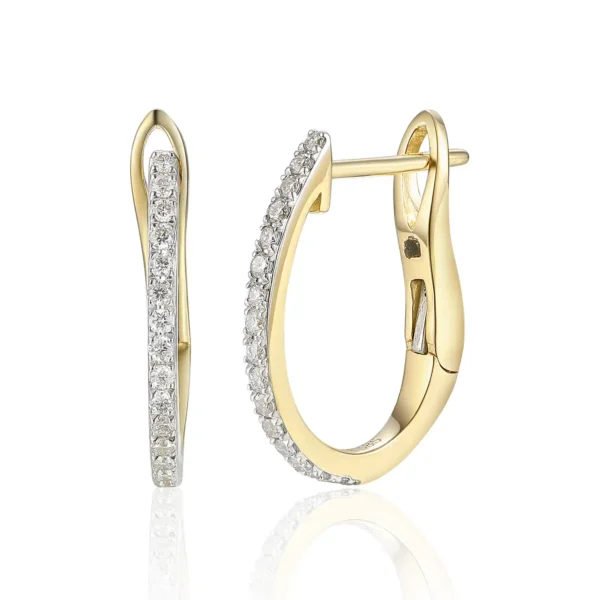 Huiscollectie - Geelgouden oorringen bezet met briljant geslepen diamanten, 15.5x13mm - GGE2255 14K