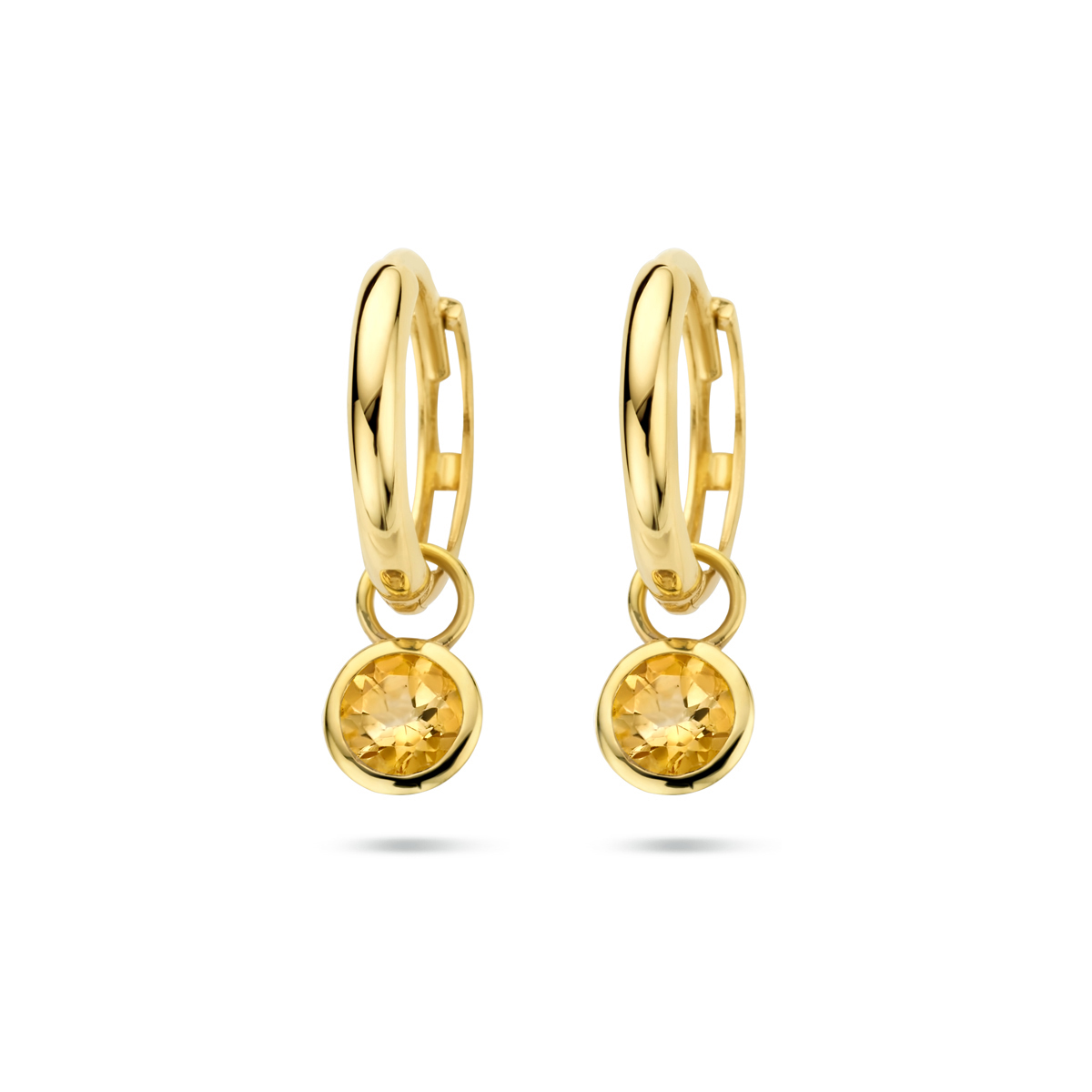 gouden oorringen met hanger citrien 0.98ct (2x 0.49ct)