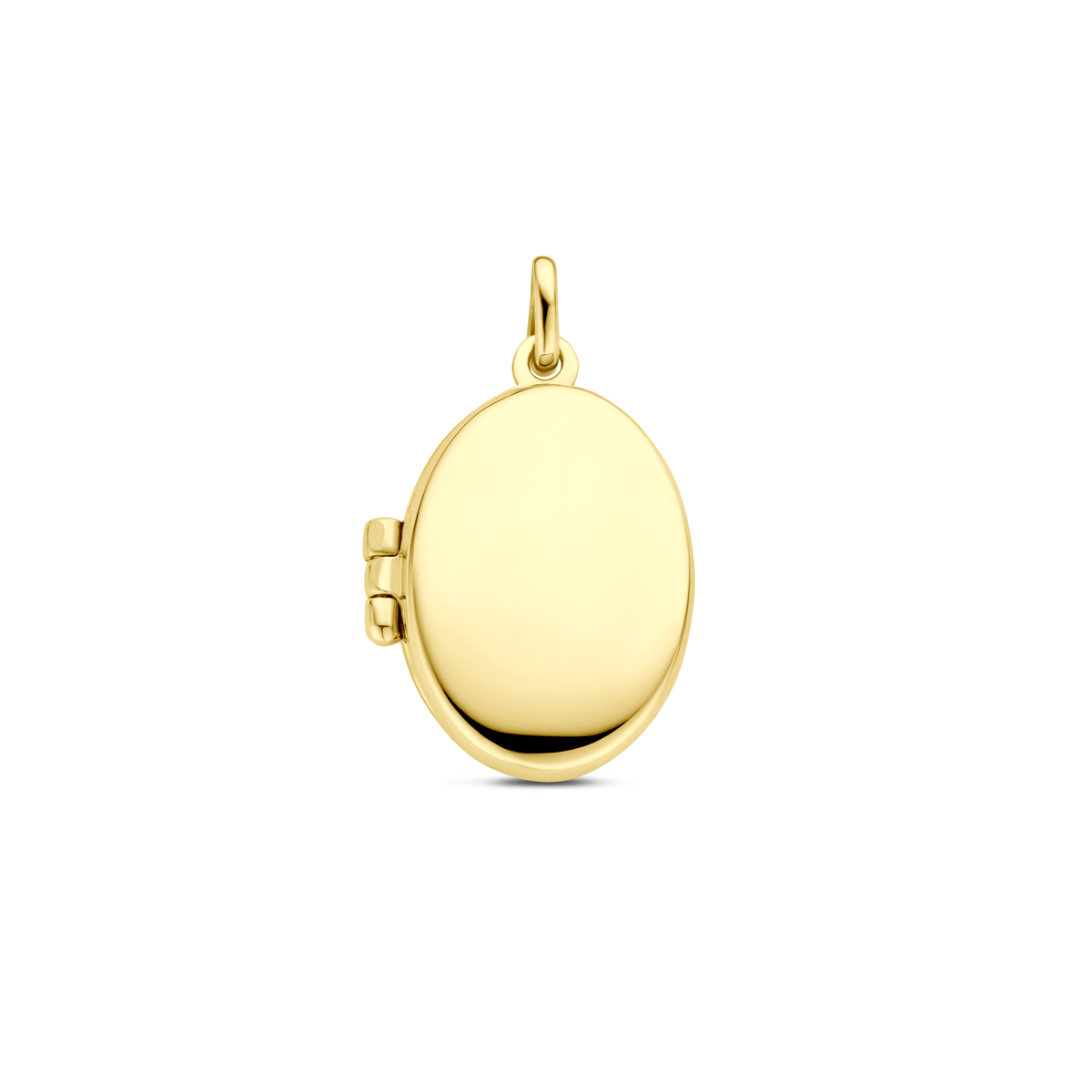 14k Geelgouden medaillon. Het medaillon heeft een totale hoogte van 22mm en een afmeting van 19x13.5mm