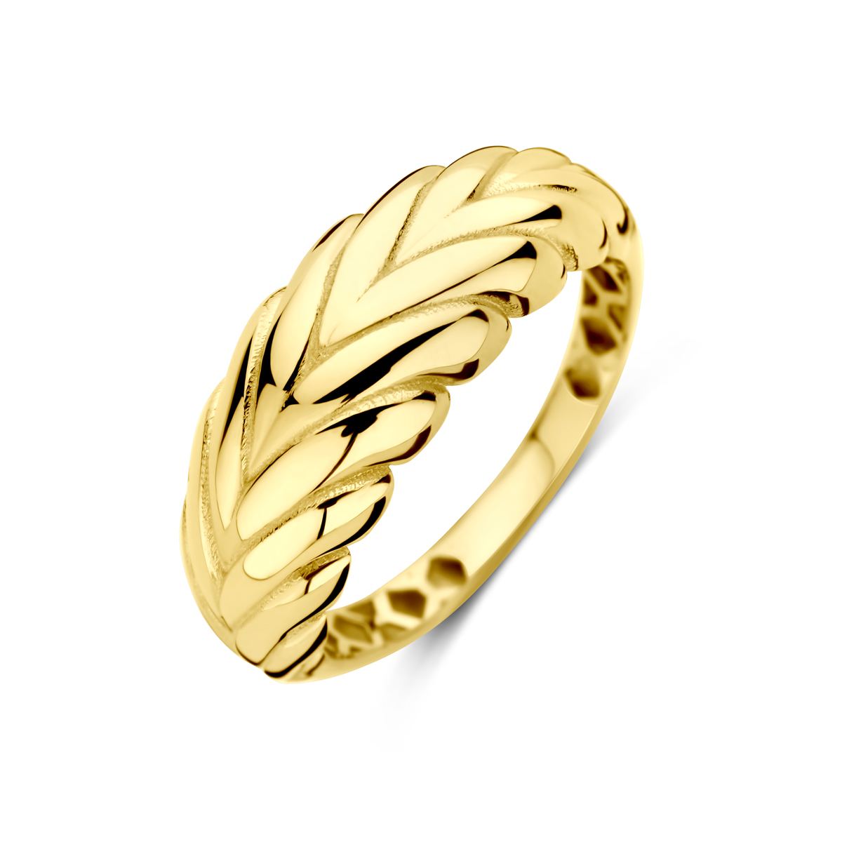 14k Geelgouden ring met een breedte van 8mm.