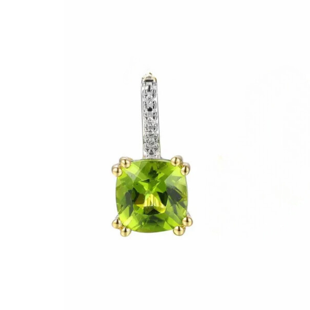 Huiscollectie - Geelgouden hanger bezet met Peridoot en briljant geslepen diamanten - GGE2412 14K