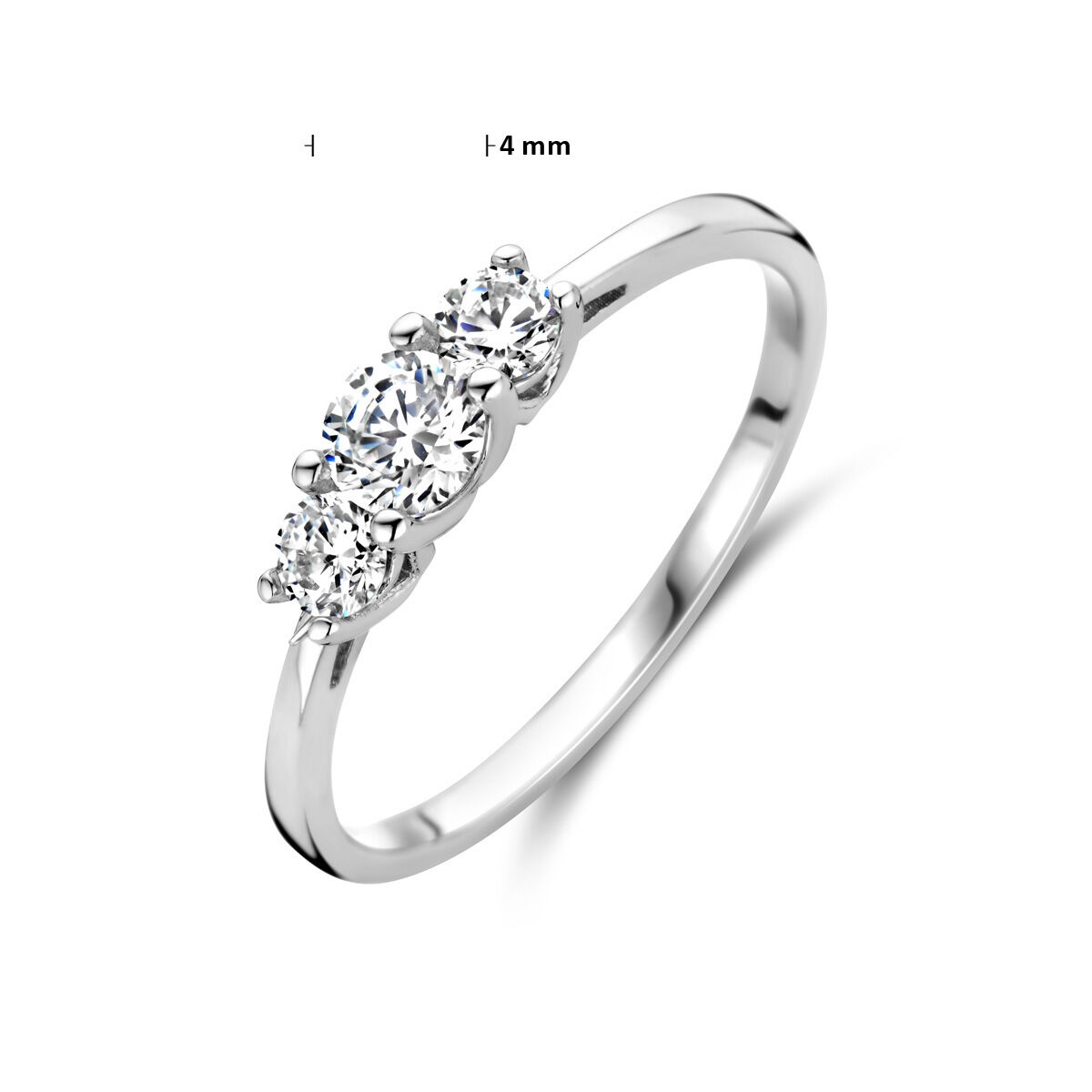 Gerhodineerd 925 zilveren ring uitgevoerd met zirkonia.