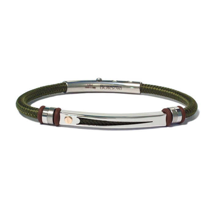 Armband staal met groen polyester 