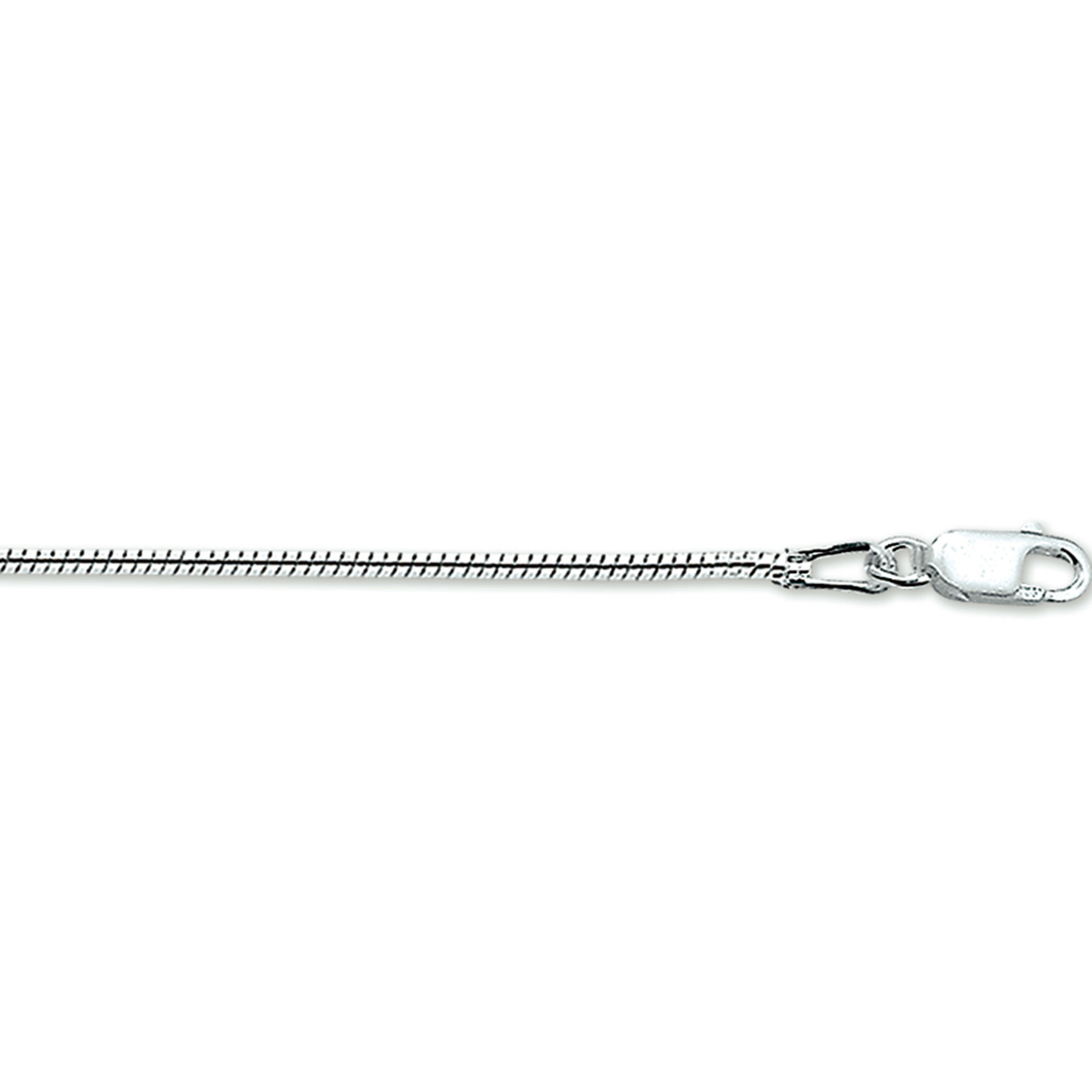Zilveren slang collier met een draaglengte van 41cm en een extensie van 4cm. Uitgevoerd met een karabijn sluiting.