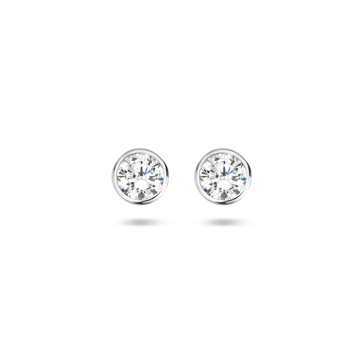 Gerhodineerd zilveren oorknoppen met zirkonia.6mm